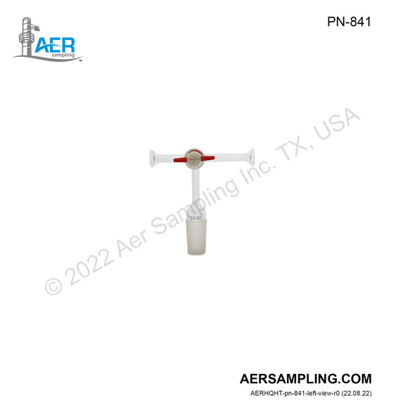 Aer Sampling product image PN-841 Flask Valve with 3-Way PTFE Stopcock viewed from left